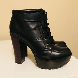 Heeled combat booties
